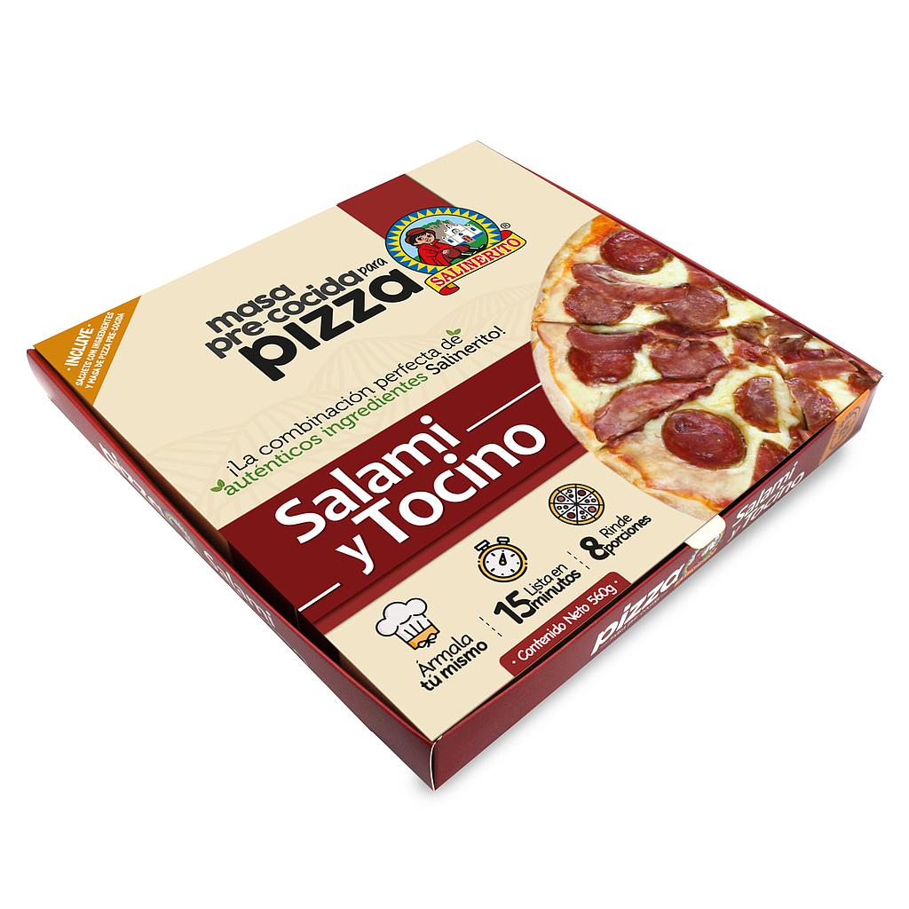 Pizza precocida Salami y Tocino Salinerito