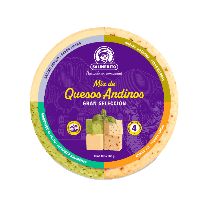 Queso andino mix 4 sabores 500g