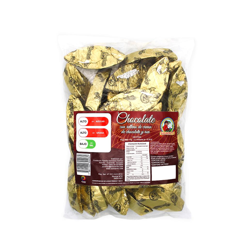 Chocolate hoja luna 35gr- funda 1kg