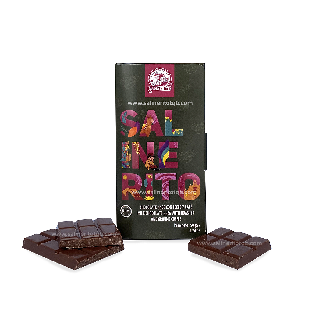 Tableta con leche y cafe 55% Salinerito 50g